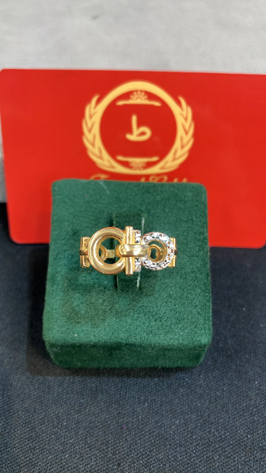 انگشتر تراش دار دو رنگ